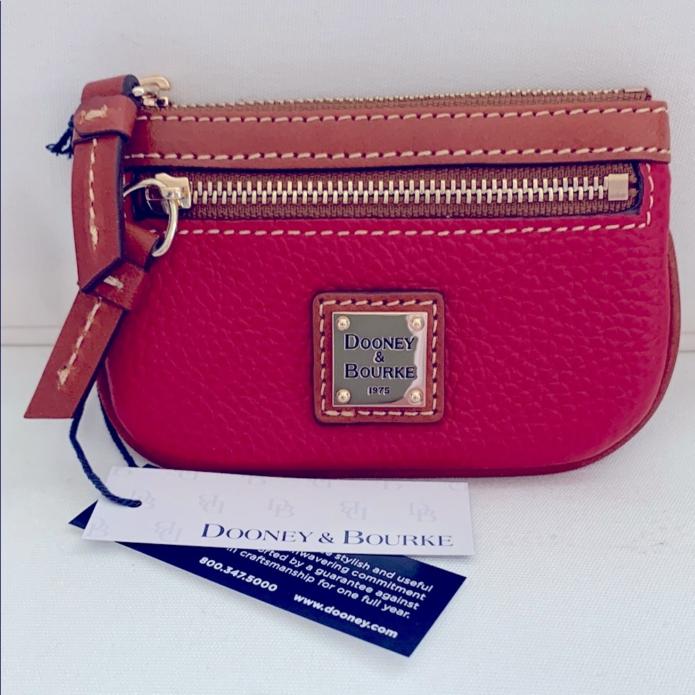 NWT - Dooney & Bourke Red and Brown Leather Coin Pouch